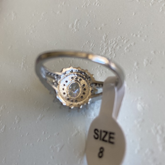 CZ Diamond and Silver ring Size 8 - Picture 4 of 5